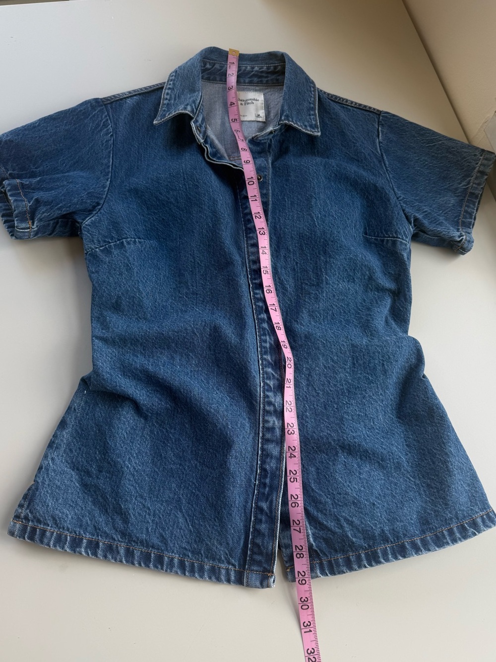 Abercrombie & Fitch Denim Peplum Shirt Medium Wash M - Picture 12 of 14